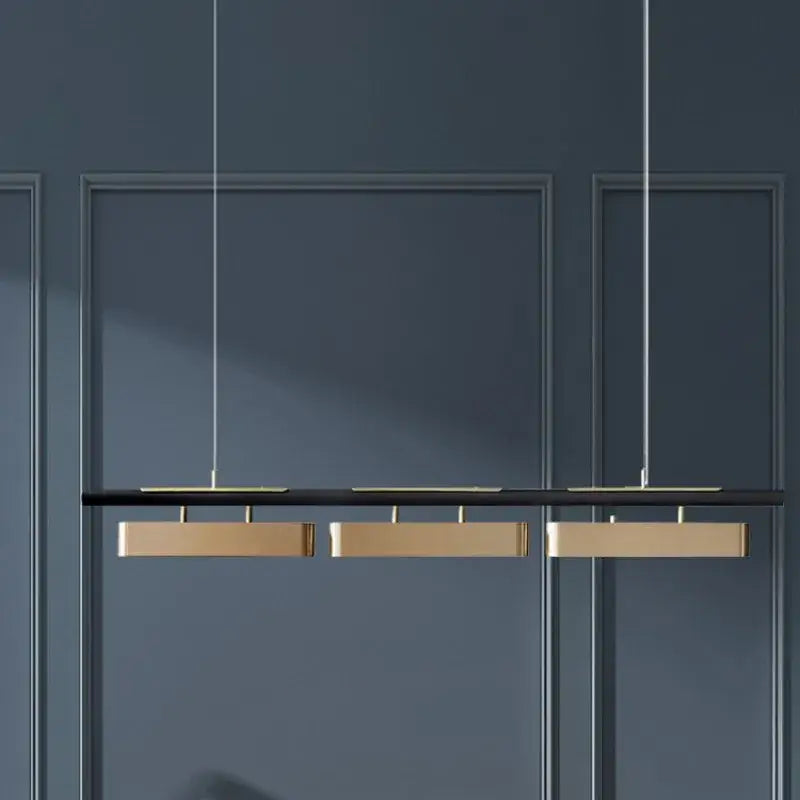 Modern minimalist strip led black and gold pendant lights dining room