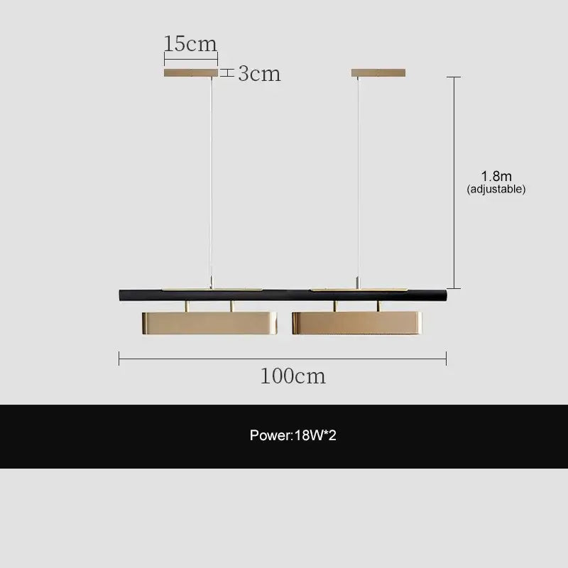 Modern minimalist strip led black and gold pendant lights dining room