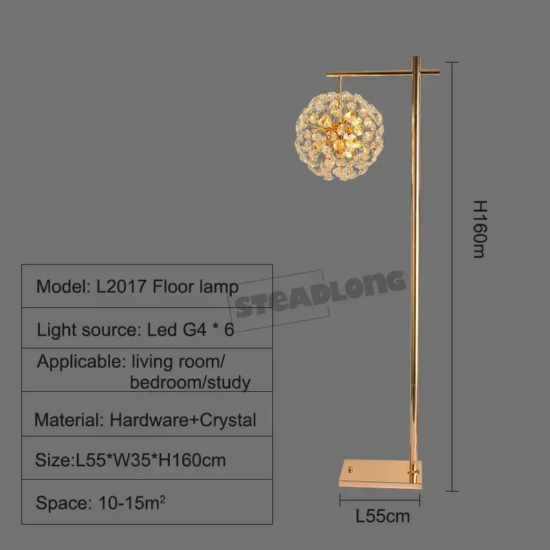 Decorbites led sunflower crystal gold floor lamp for living room
