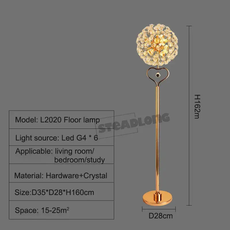 Decorbites led sunflower crystal gold floor lamp for living room