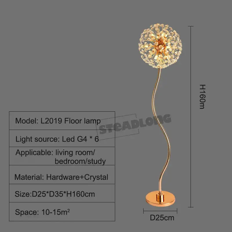 Decorbites led sunflower crystal gold floor lamp for living room
