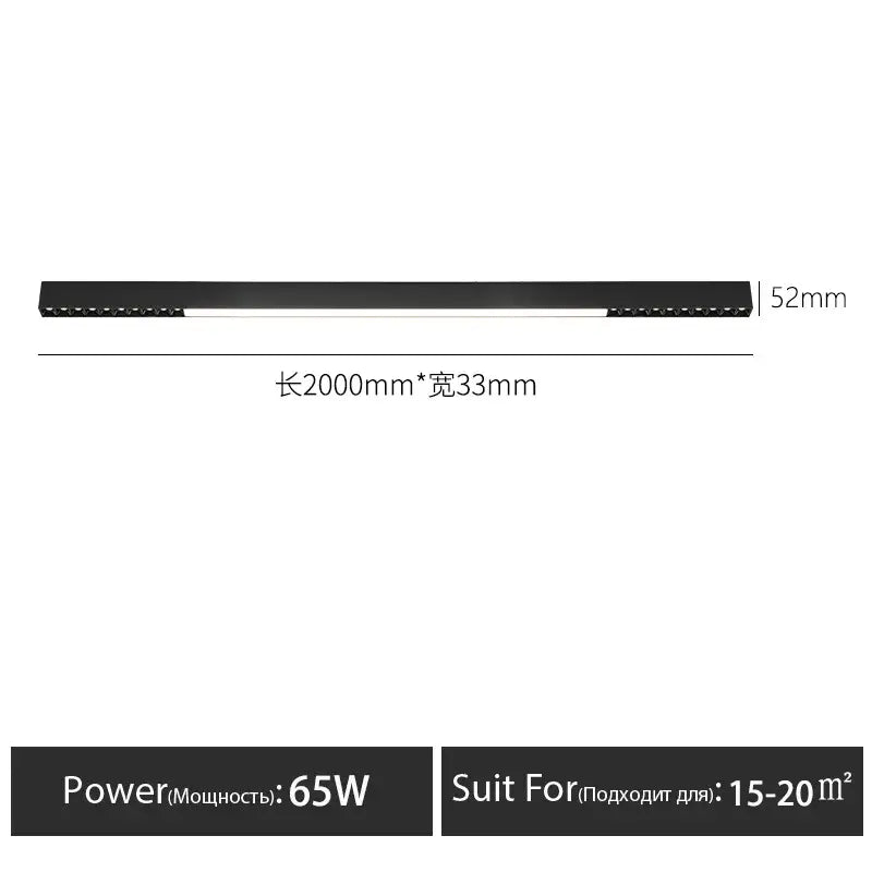 Modern black linear surface mounted ceiling light living room