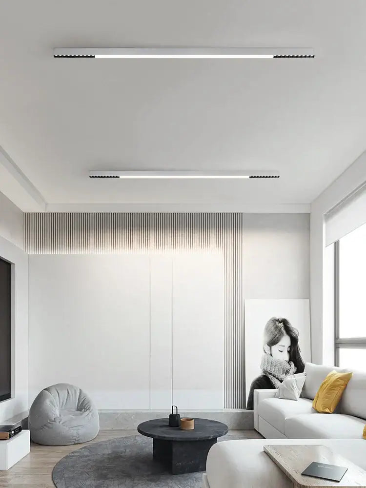 Modern black linear surface mounted ceiling light living room