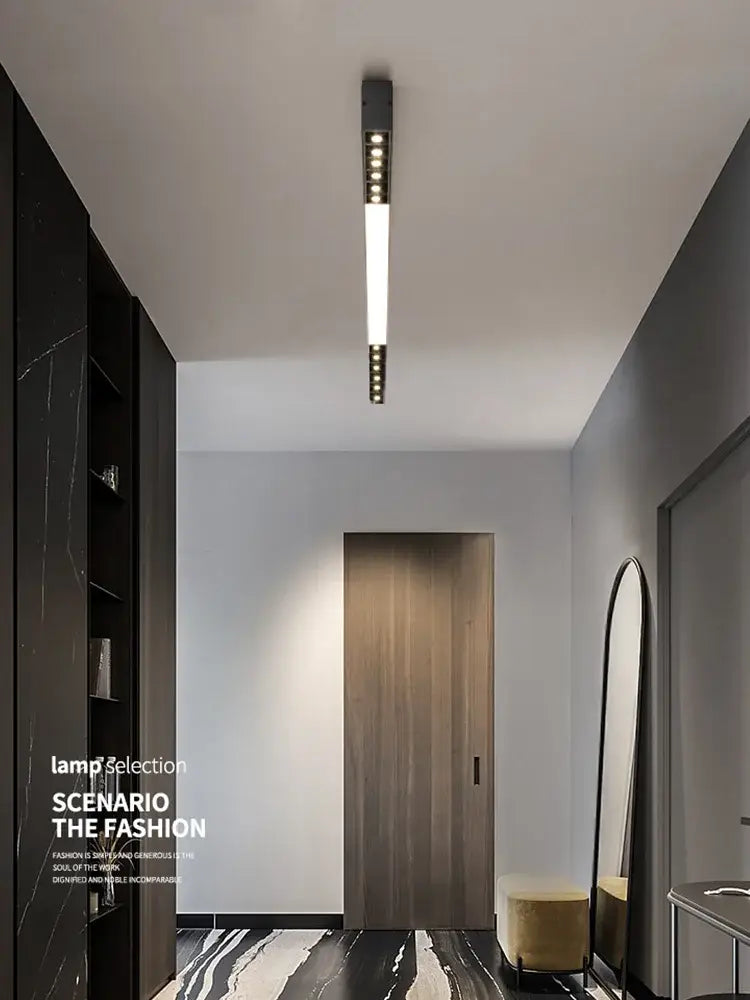 Modern black linear surface mounted ceiling light living room