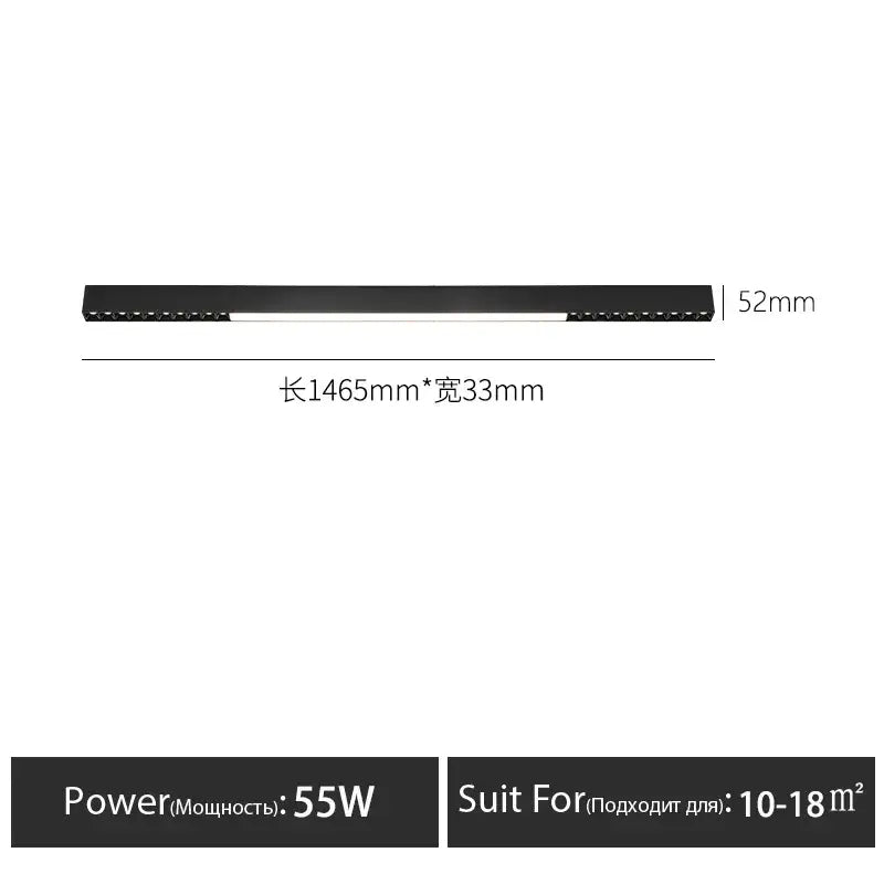Modern black linear surface mounted ceiling light living room