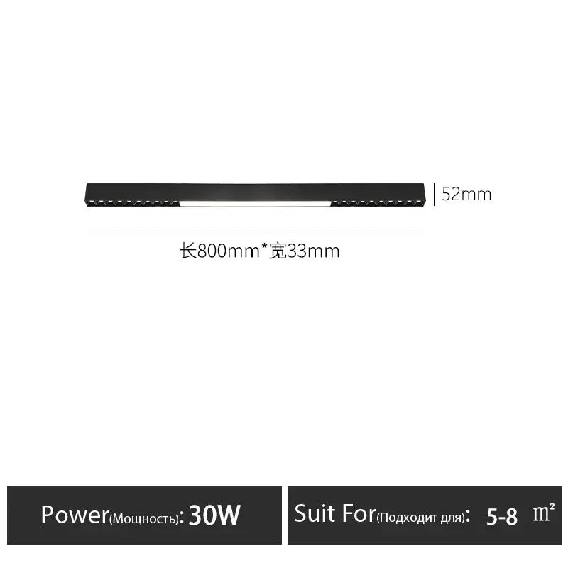 Modern black linear surface mounted ceiling light living room