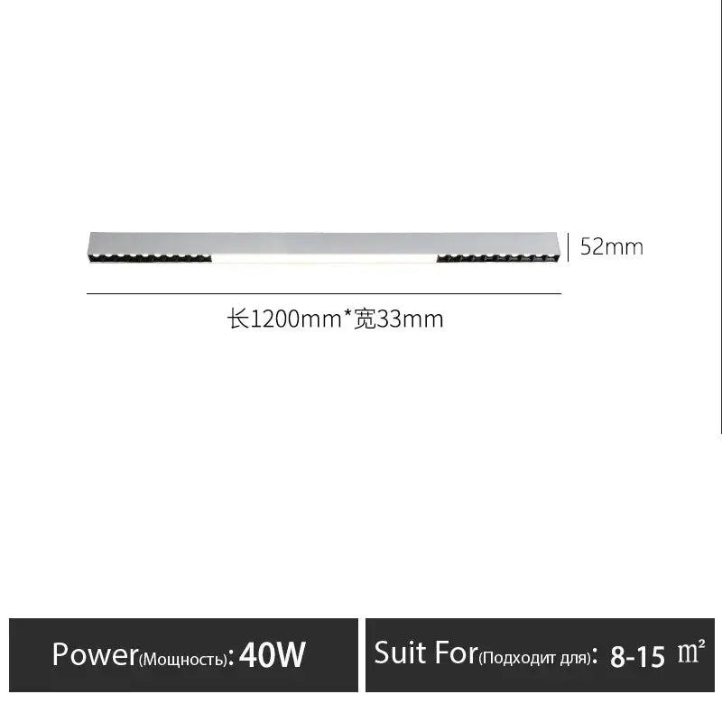 Modern black linear surface mounted ceiling light living room