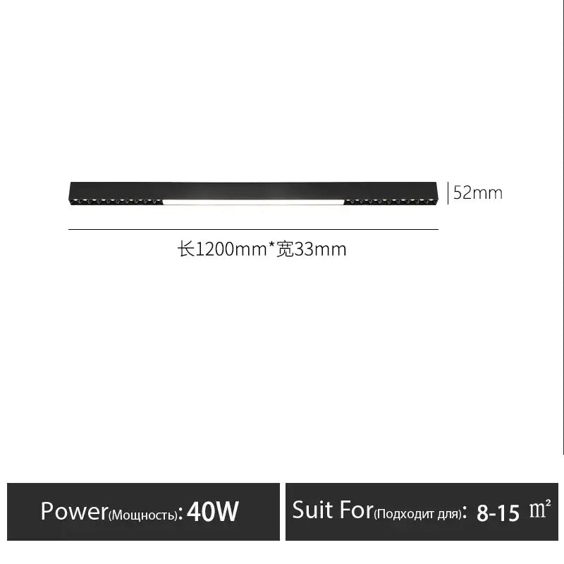 Modern black linear surface mounted ceiling light living room