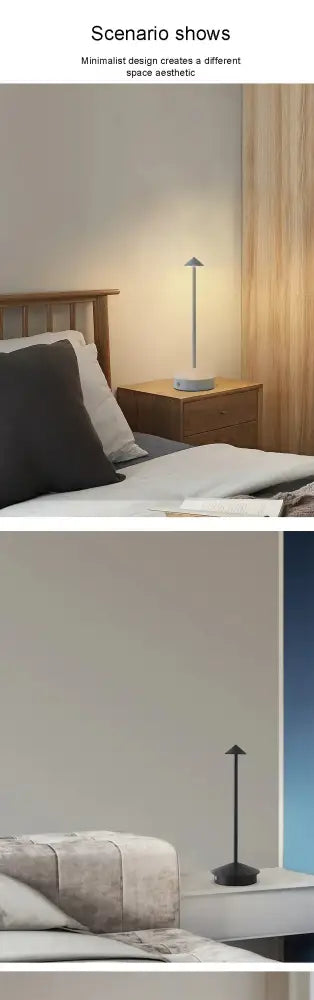 Minimalist metal led table lamp bedroom ambient night light
