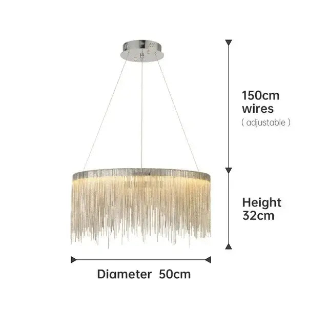 Modern gold decorbites led tassel chandelier dining room pendant light