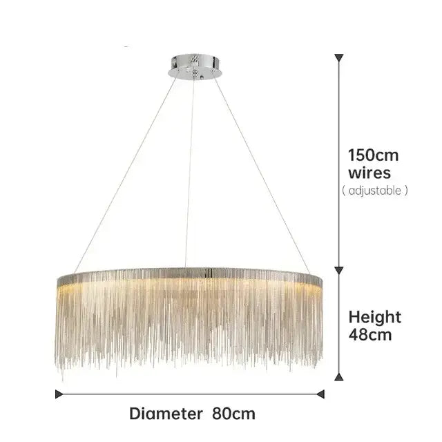 Modern gold decorbites led tassel chandelier dining room pendant light