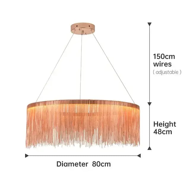 Modern gold decorbites led tassel chandelier dining room pendant light