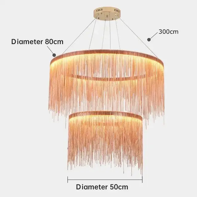 Modern gold decorbites led tassel chandelier dining room pendant light