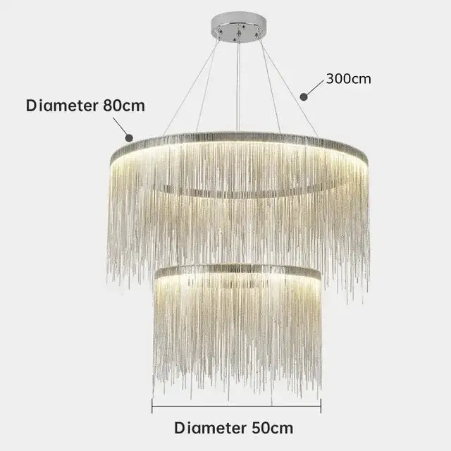 Modern gold decorbites led tassel chandelier dining room pendant light