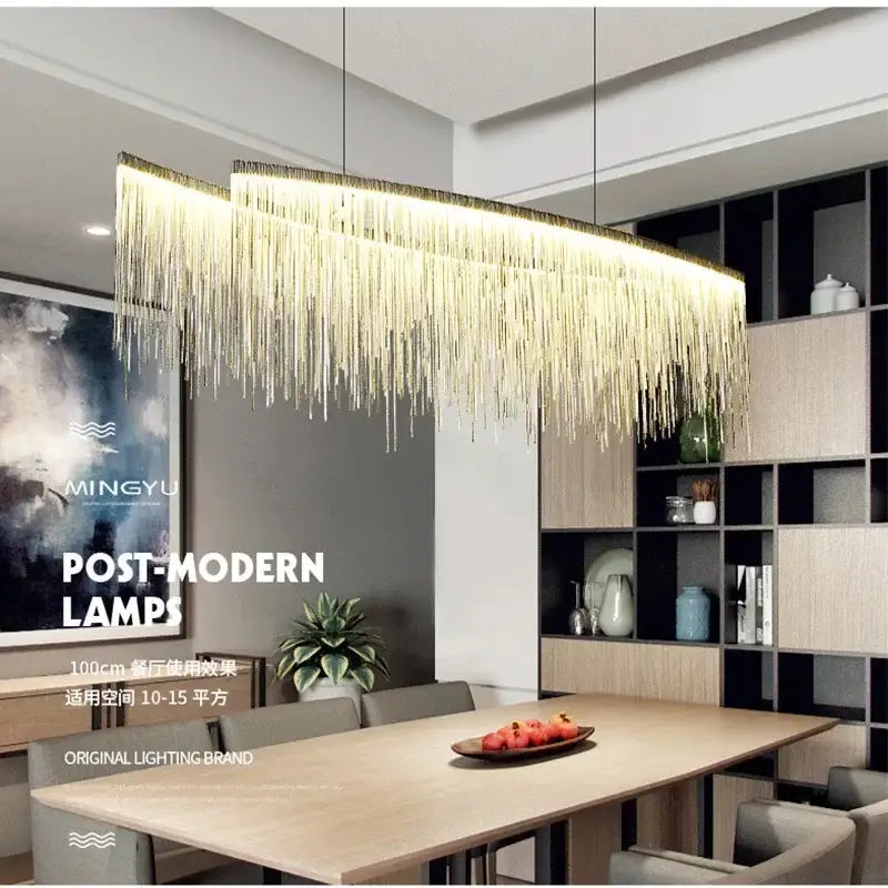Modern gold decorbites led tassel chandelier dining room pendant light