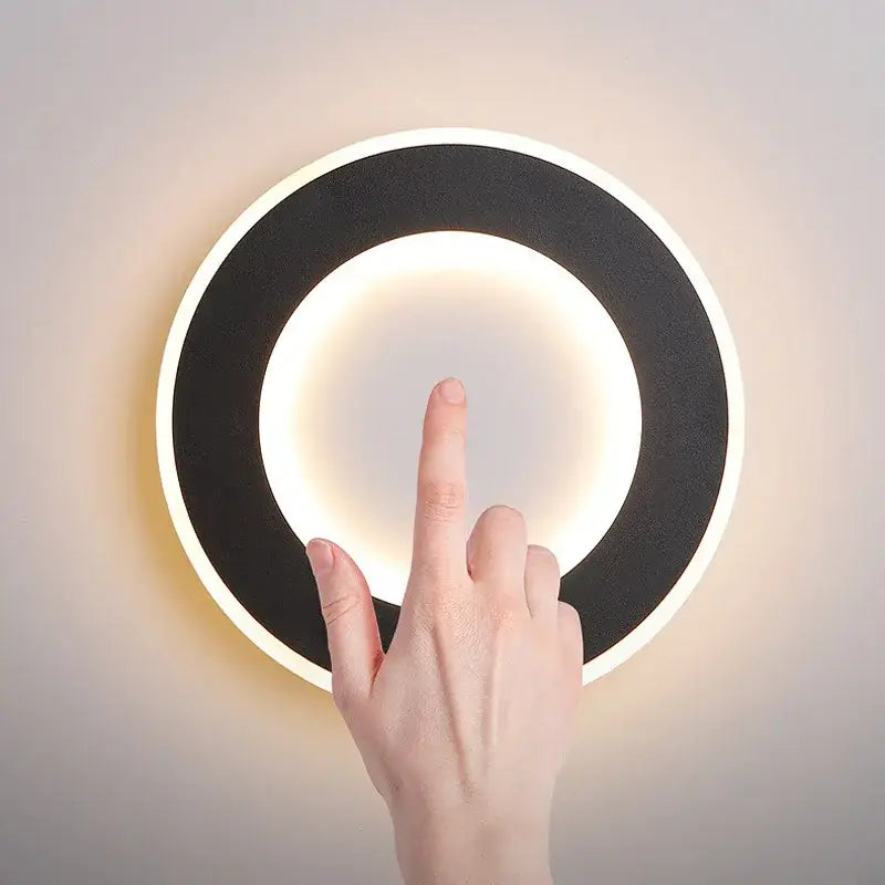 Modern black & white touch switch wall light bedroom ring lamp