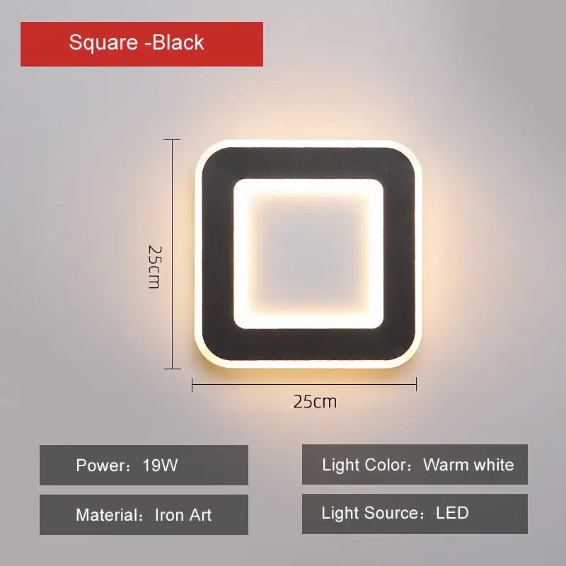Modern black & white touch switch wall light bedroom ring lamp