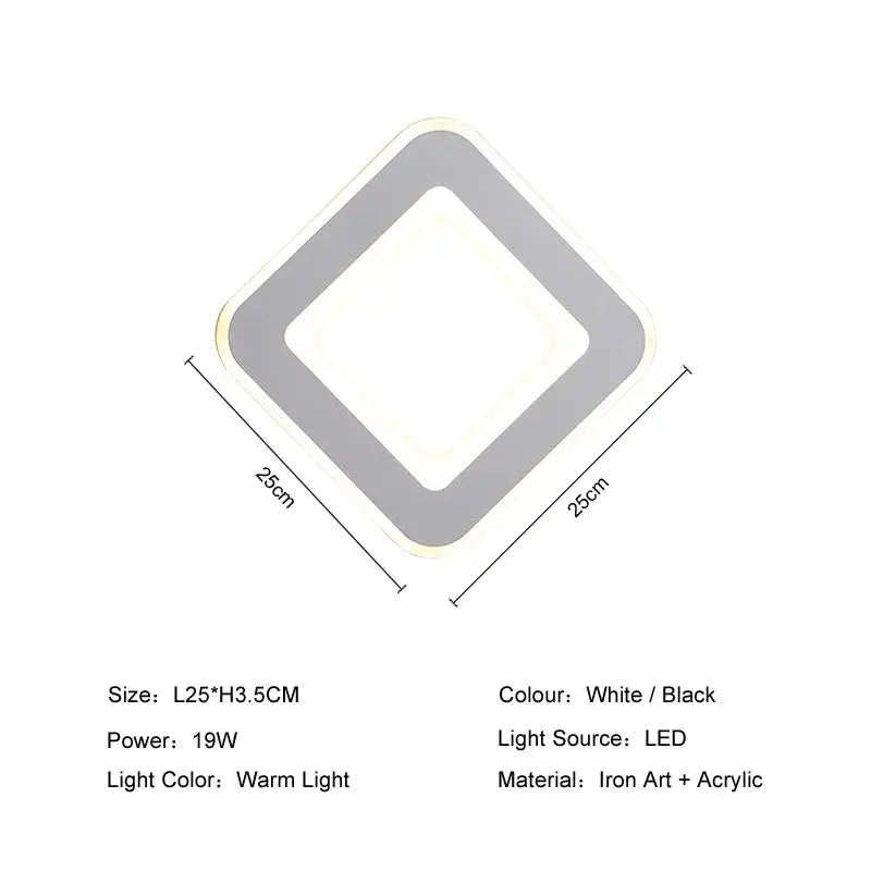 Modern black & white touch switch wall light bedroom ring lamp