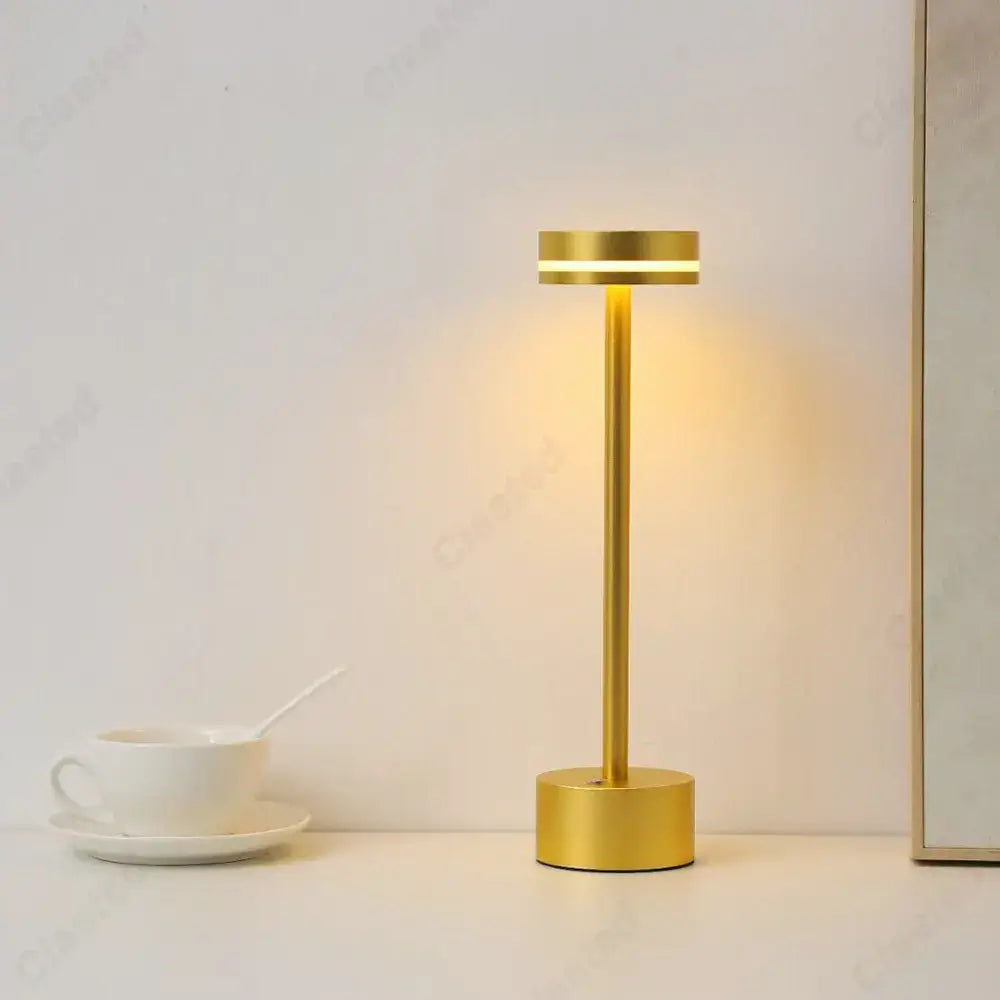 Modern minimalist metallic led touch table lamp for bedroom