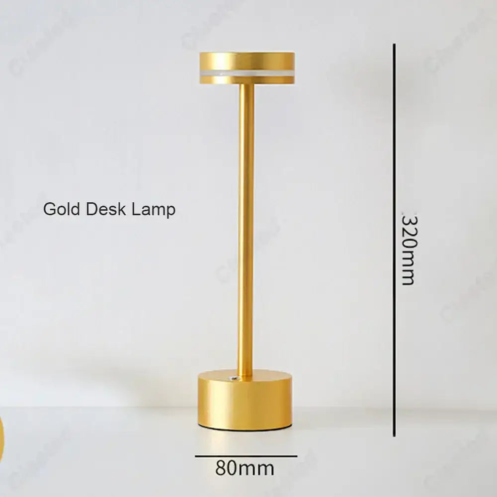 Modern minimalist metallic led touch table lamp for bedroom