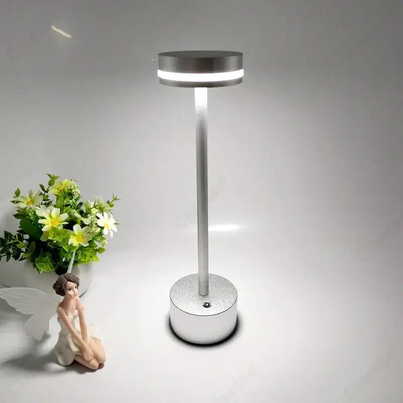 Modern minimalist metallic led touch table lamp for bedroom
