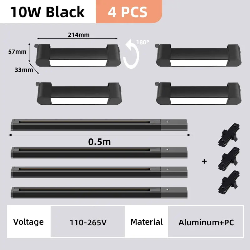 Modern black led track light set living room ceiling fixture