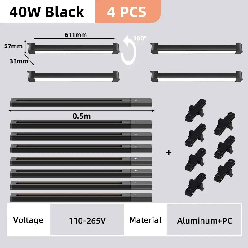 Modern black led track light set living room ceiling fixture