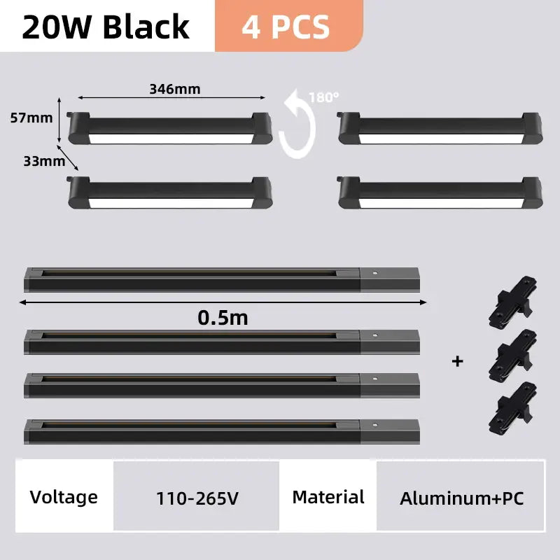 Modern black led track light set living room ceiling fixture