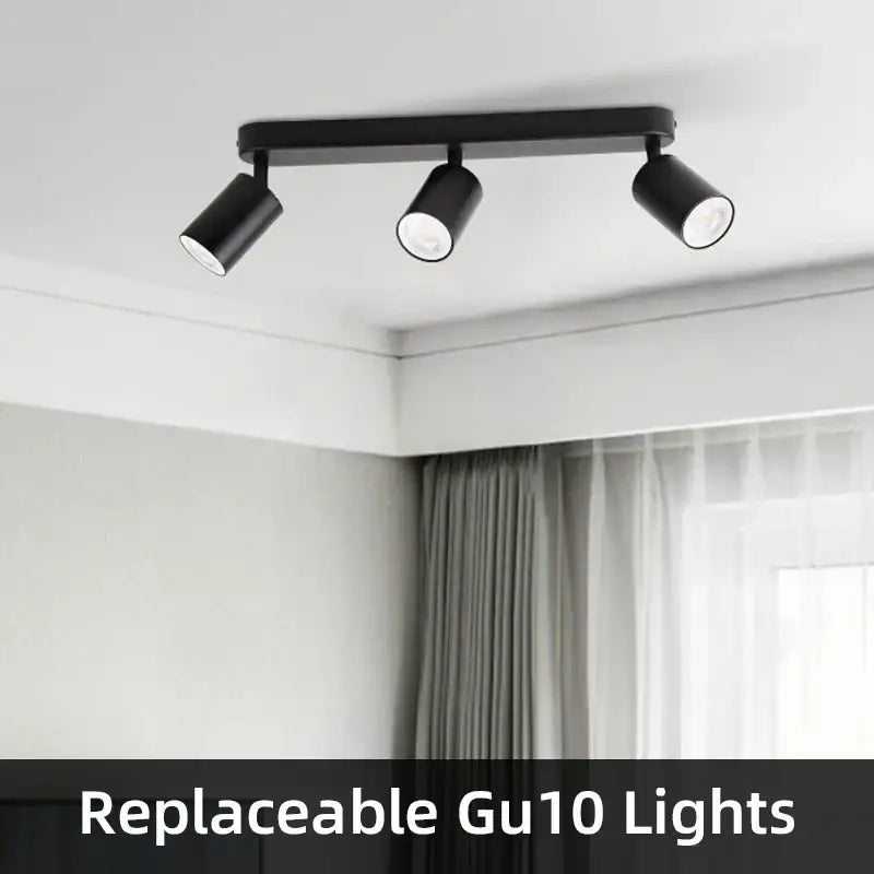 Modern matte black 3-light led track spot light for bedroom