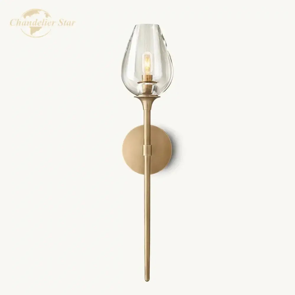 Modern brushed nickel led tulip glass wall sconce bedroom light