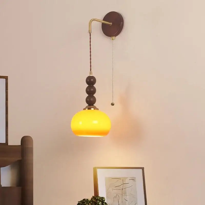 Decorbites led wall orange glass pendant light bedroom brass accent
