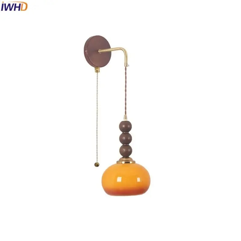Decorbites led wall orange glass pendant light bedroom brass accent