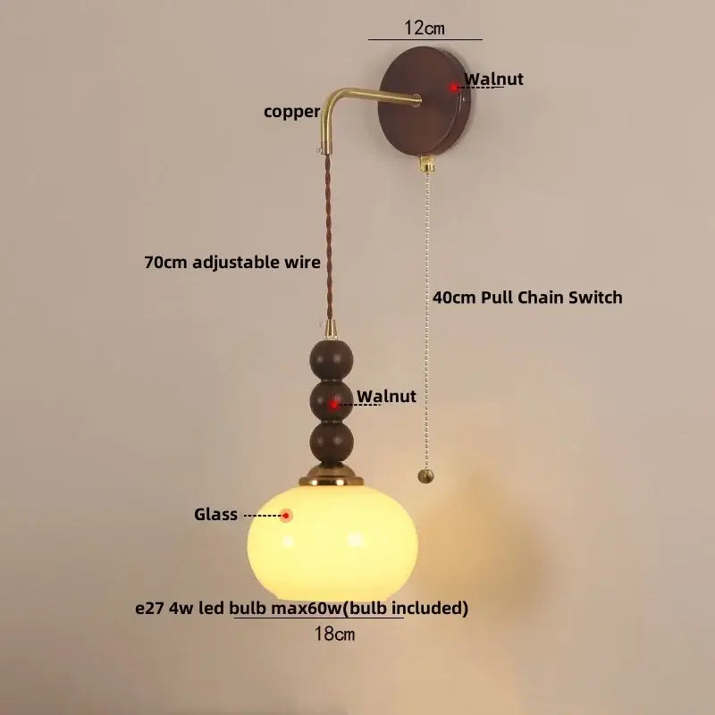 Decorbites led wall orange glass pendant light bedroom brass accent