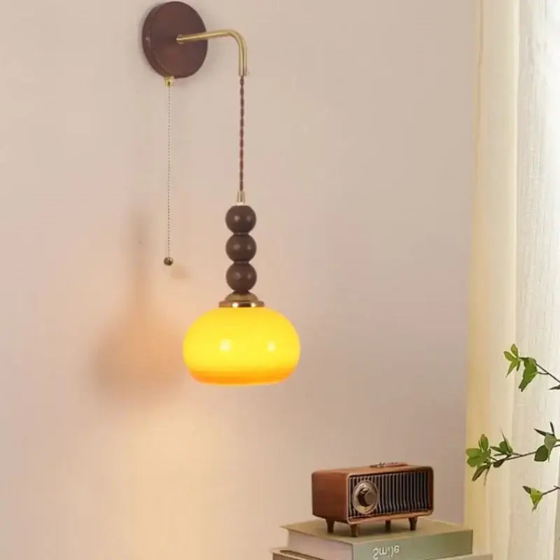Decorbites led wall orange glass pendant light bedroom brass accent