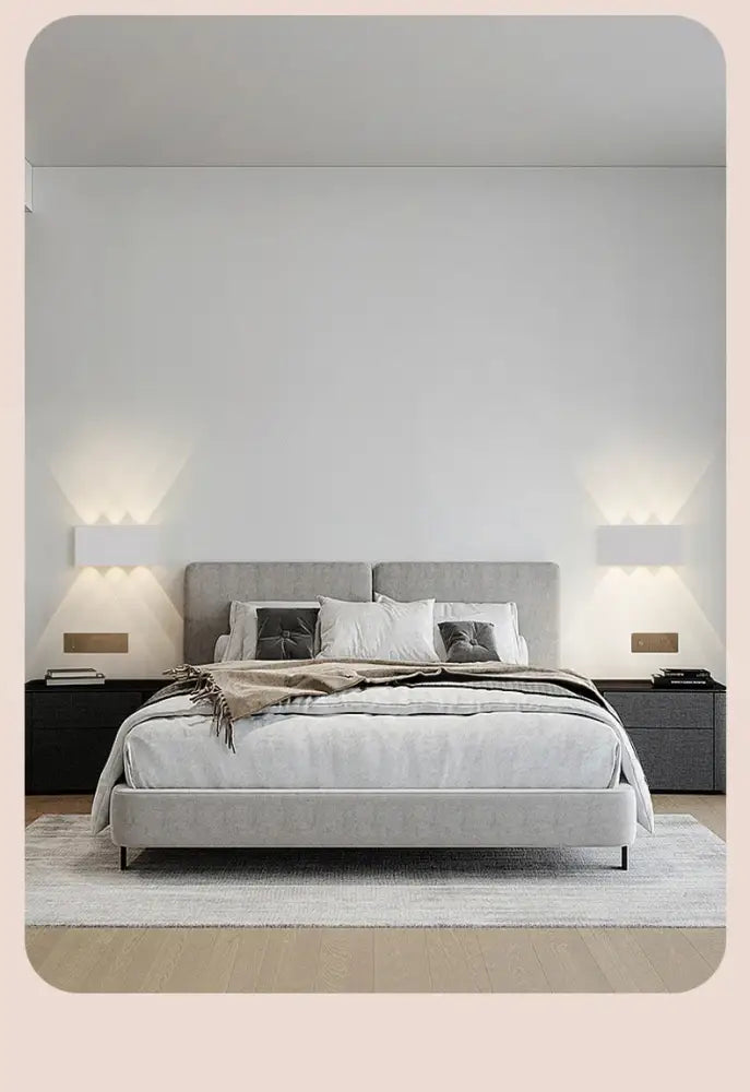 Minimalist wood led wall sconce bedroom dual beam light