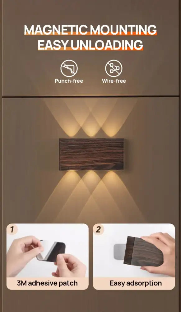 Minimalist wood led wall sconce bedroom dual beam light
