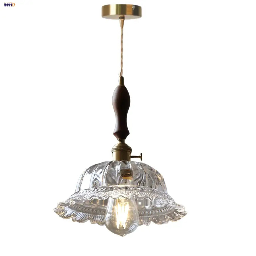 Decorbites led walnut and glass pendant light for dining room