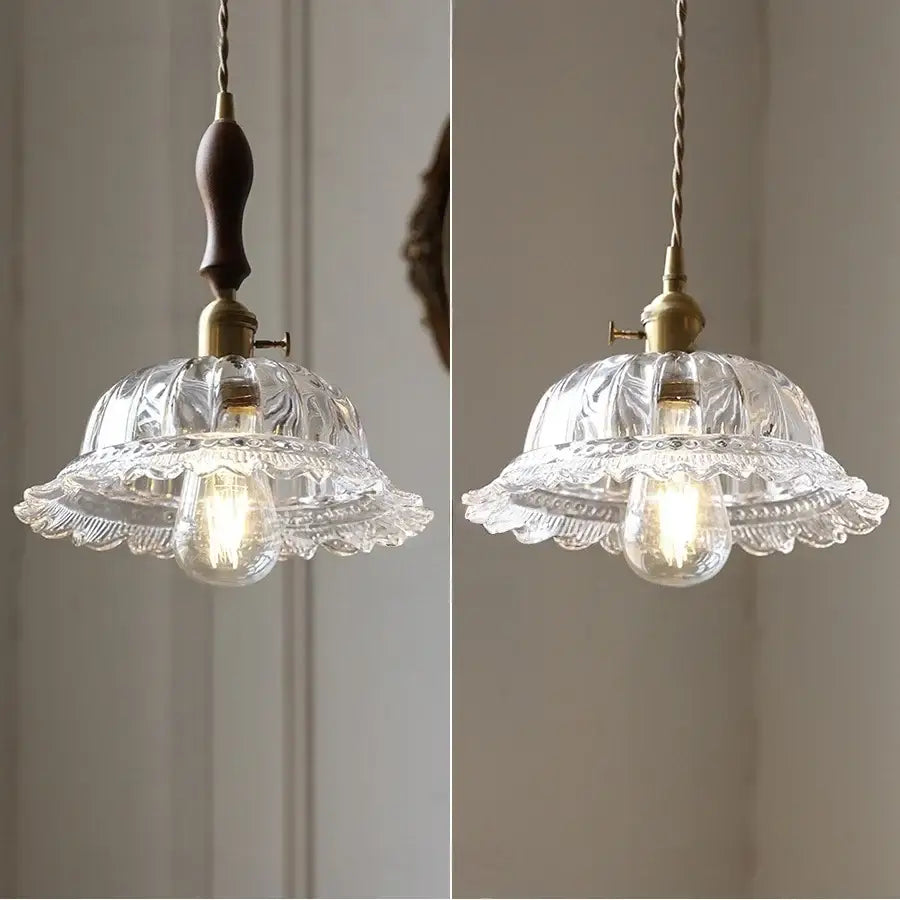 Decorbites led walnut and glass pendant light for dining room