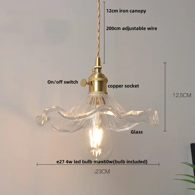 Decorbites led walnut and glass pendant light for dining room
