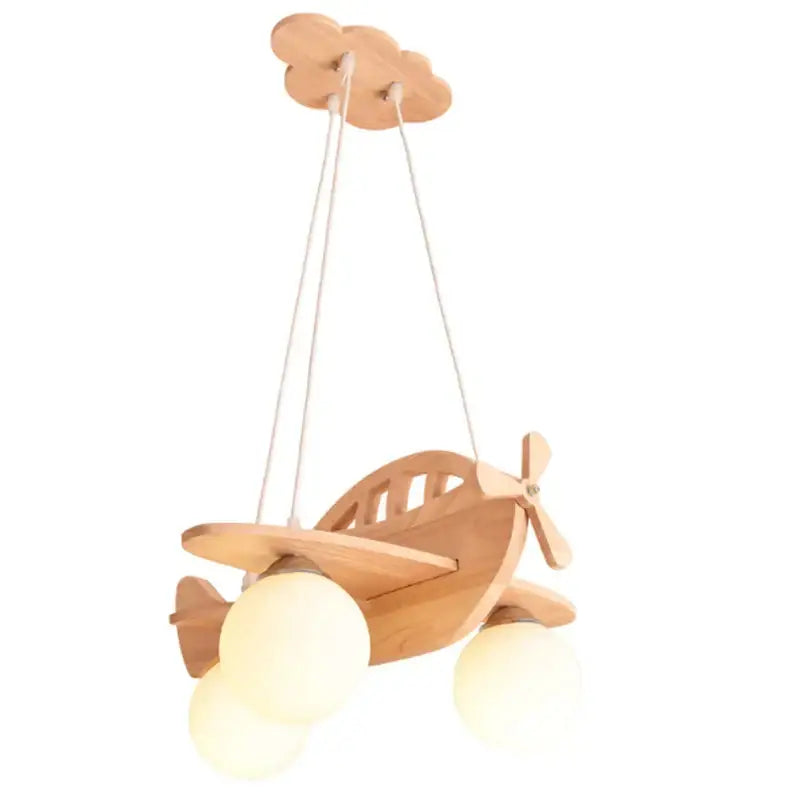 Decorbites led wooden aircraft kids chandelier bedroom pendant light