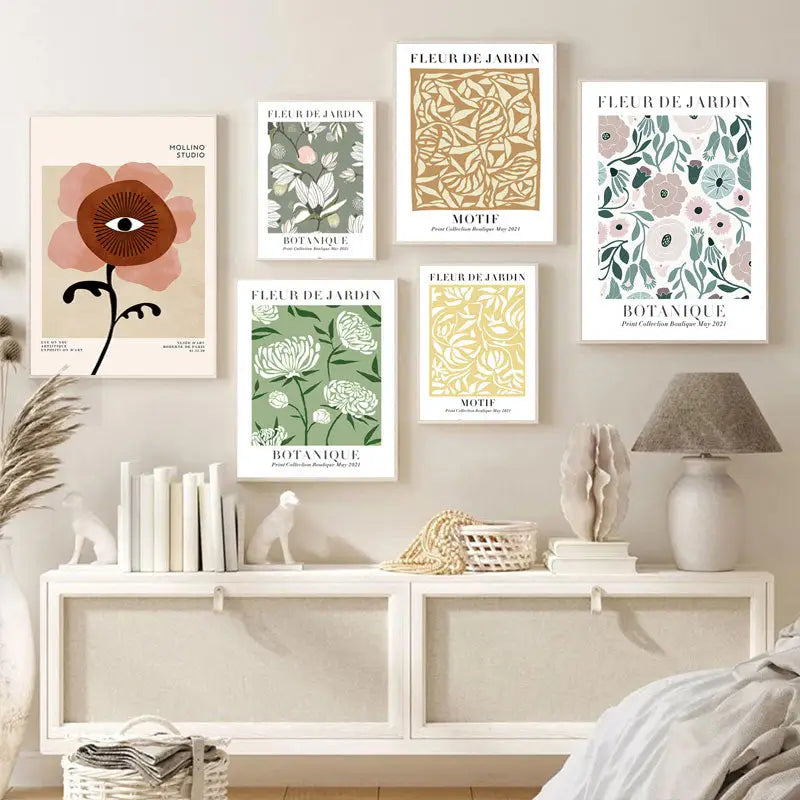Vintage lemon flower botanical wall art set of 6 kitchen prints