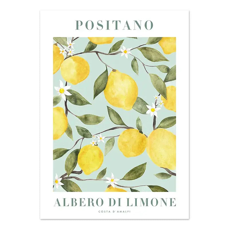 Vintage lemon flower botanical wall art set of 6 kitchen prints