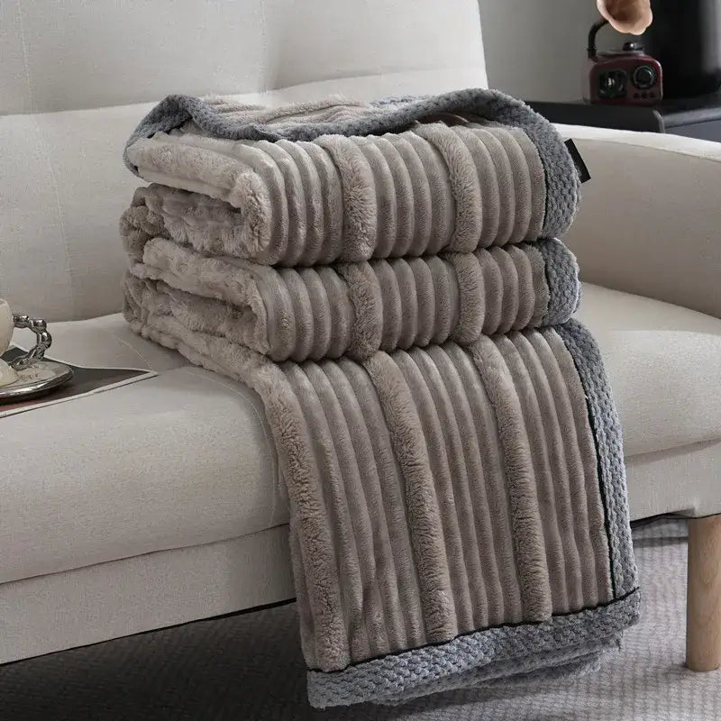 Decorbites light luxury cream ribbed sofa blanket bedroom throw
