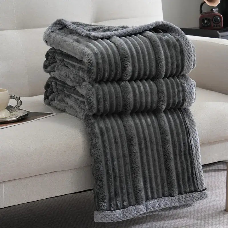 Decorbites light luxury cream ribbed sofa blanket bedroom throw