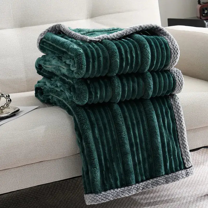 Decorbites light luxury cream ribbed sofa blanket bedroom throw