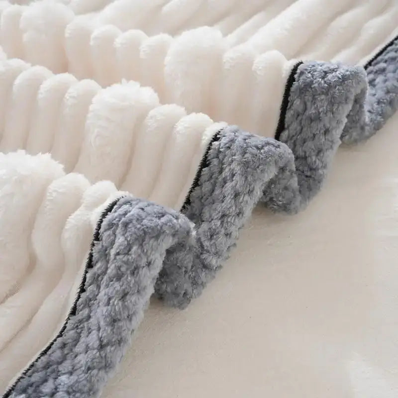 Decorbites light luxury cream ribbed sofa blanket bedroom throw