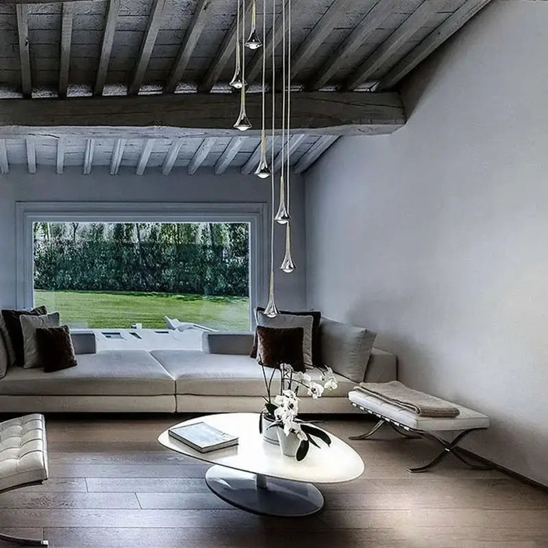 Decorbites light luxury meteor chrome & wood chandelier living room