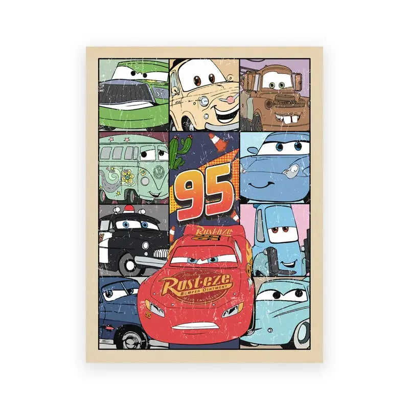 Retro lightning mcqueen art prints – nursery cars movie decor