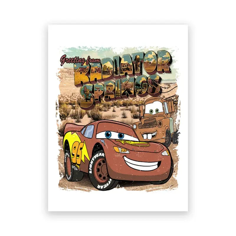Lightning mcqueen cartoon car art framed prints for boys bedroom
