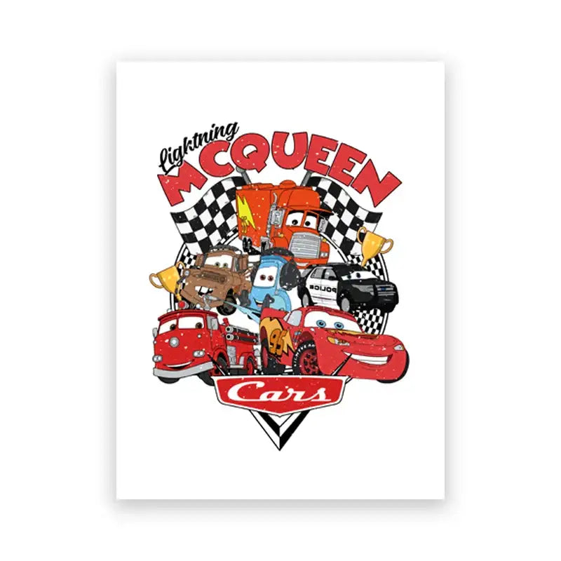 Lightning mcqueen cartoon car art framed prints for boys bedroom